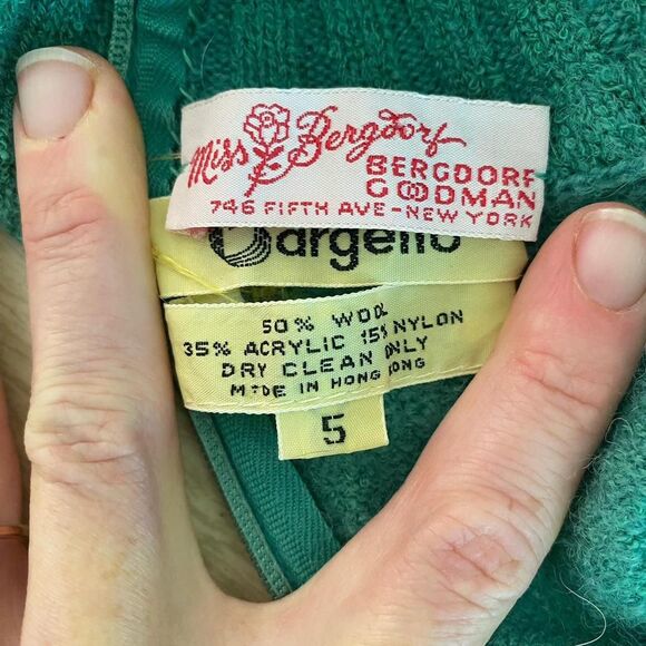 Vintage Miss Bergdorf Goodman Argento Teal Knit Dress Wool Blend Sz 5 - Picture 5 of 7
